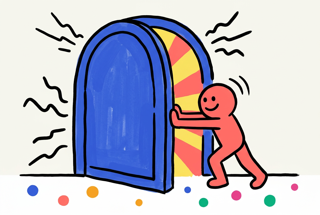 A person opening a door toward new possibilities